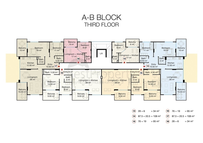 شقق بمساحات واحجام مختلفة للبيع 