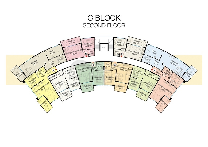 شقق بمساحات واحجام مختلفة للبيع 