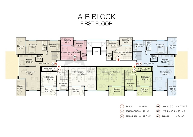 شقق بمساحات واحجام مختلفة للبيع 