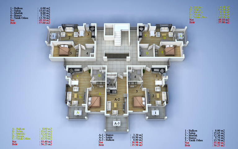 شقق للبيع في كيستيل / الانيا 