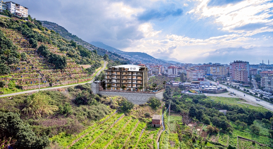 شقة في مبنى جديد ، وسط مدينة ألانيا ، منطقة شاطئ كليوباترا