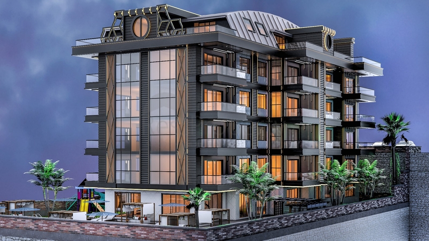 شقة في مبنى جديد ، وسط مدينة ألانيا ، منطقة شاطئ كليوباترا