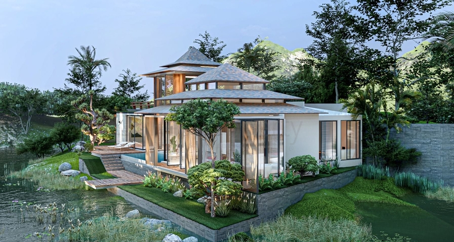 فلل قيد الإنشاء بالقرب من بانغ تاو