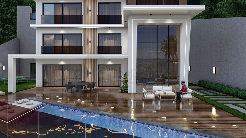 فيلا 4 + 1 للحصول على الجنسية في منطقة ألانيا تيبي المرموقة