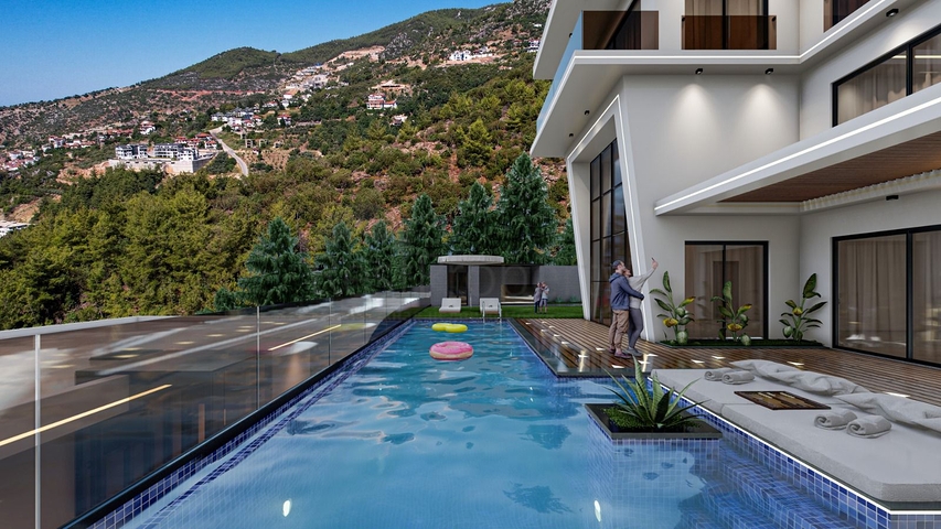 فيلا 4 + 1 للحصول على الجنسية في منطقة ألانيا تيبي المرموقة