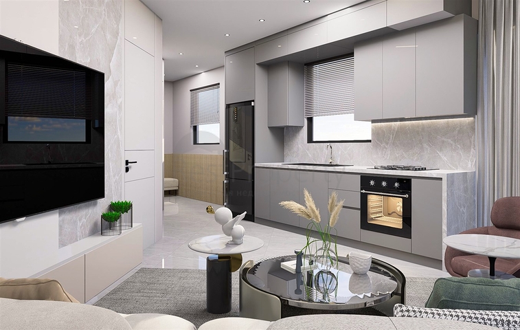 شقق دوبلكس 2 + 1 في حي البرسيمون-أنطاليا