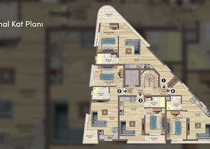 شقق دوبلكس 2 + 1 في حي البرسيمون-أنطاليا