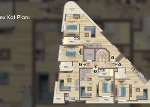 شقق دوبلكس 2 + 1 في حي البرسيمون-أنطاليا