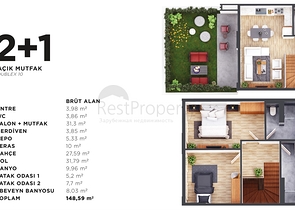 شقق 1+1 و 2+1 في منطقة كيبيز - أنطاليا