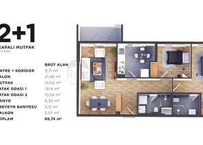 شقق 1+1 و 2+1 في منطقة كيبيز - أنطاليا