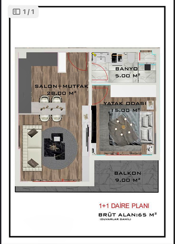 شقق 1+1 و 2+1 في منطقة ألتينتاس-أنطاليا 