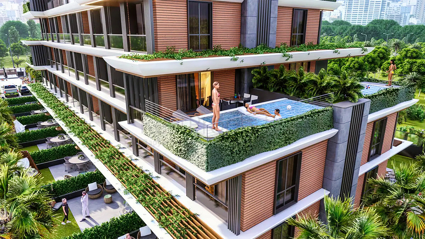 شقق 1+1 في التينتاس-منطقة أنطاليا 