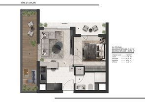 شقق 1+1 في التينتاس-منطقة أنطاليا 