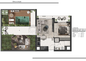 شقق 1+1 في التينتاس-منطقة أنطاليا 