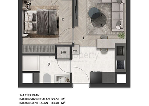 شقق 1+1 في التينتاس-منطقة أنطاليا 