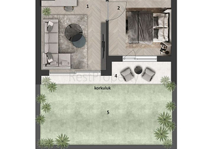 شقق 1+1 في التينتاس-منطقة أنطاليا 