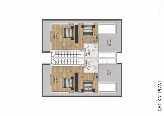 فيلا 4 + 1 في حي ارمينيك انطاليا