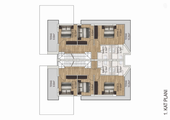 فيلا 4 + 1 في حي ارمينيك انطاليا