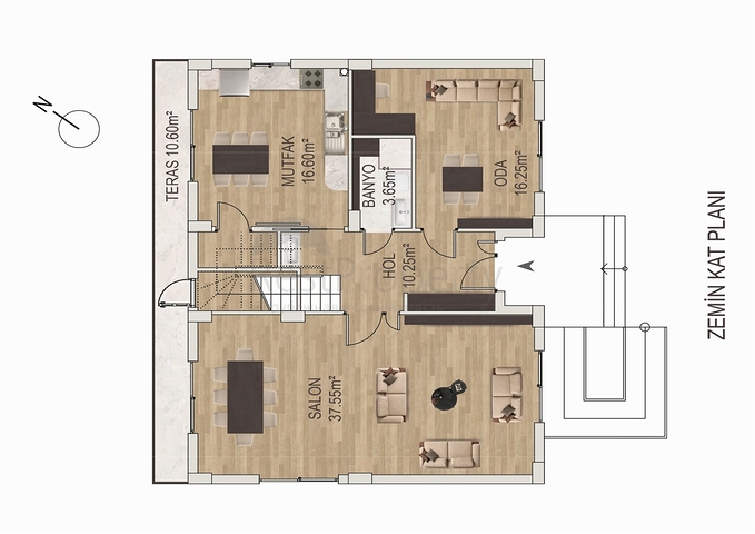 فيلا 5 + 1 في حي ارمينيك انطاليا