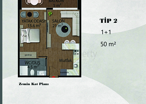 شقق دوبلكس 1+1 و 2+1 في منطقة بيليك أنطاليا