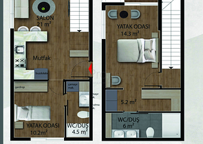 شقق دوبلكس 1+1 و 2+1 في منطقة بيليك أنطاليا
