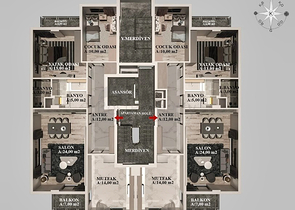 شقق 2+1 ، 3+1 و 4+1 في منطقة كيبيز - أنطاليا
