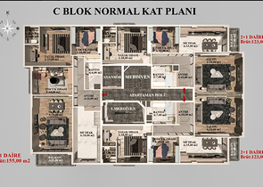 شقق 2+1 ، 3+1 و 4+1 في منطقة كيبيز - أنطاليا