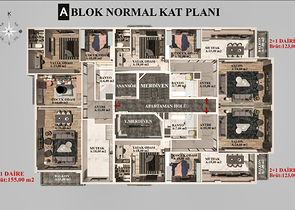 شقق 2+1 ، 3+1 و 4+1 في منطقة كيبيز - أنطاليا