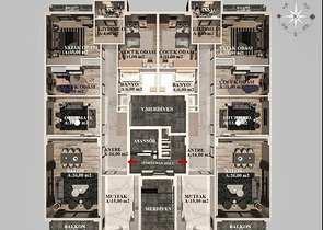 شقق 2+1 ، 3+1 و 4+1 في منطقة كيبيز - أنطاليا
