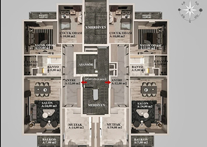 شقق 2+1 ، 3+1 و 4+1 في منطقة كيبيز - أنطاليا