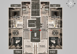شقق 2+1 ، 3+1 و 4+1 في منطقة كيبيز - أنطاليا