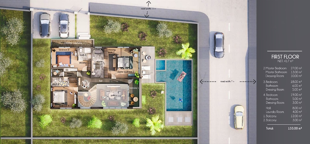 فيلا 4 + 1 في منطقة بيليك أنطاليا 