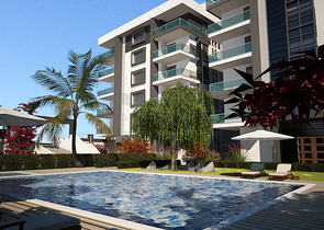 شقة بتخطيط5+1 في أحد المجمعات الفاخرة على الخط الأول من البحر في منطقة كاستل – ألانيا