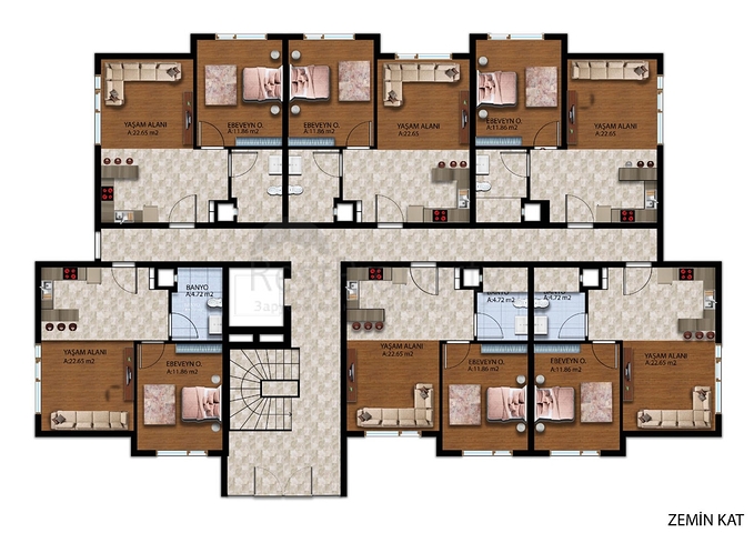 شقة 1+1 في التينتاس-منطقة أنطاليا 