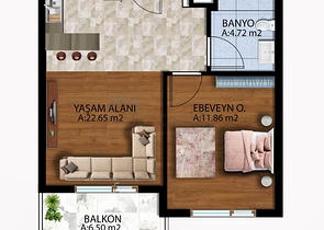 شقة 1+1 في التينتاس-منطقة أنطاليا 