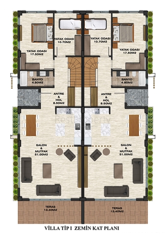 فيلا 4+1 في دوشيمالتي-منطقة أنطاليا 