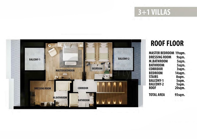 فلل 3+1 و 4 + 1 في منطقة سايد أنطاليا