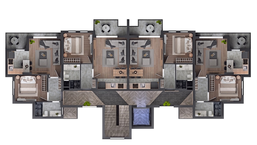 شقة 1+1 في التينتاس-منطقة أنطاليا 