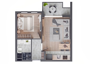 شقة 1+1 في التينتاس-منطقة أنطاليا 