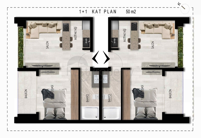 شقق 1+1 و 2+1 في منطقة كيبيز - أنطاليا 