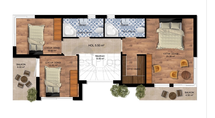 فلل 4 + 1 في منطقة سايد انطاليا 