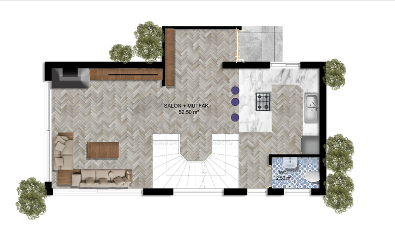 فلل 4 + 1 في منطقة سايد انطاليا 