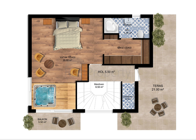 فلل 4 + 1 في منطقة سايد انطاليا 
