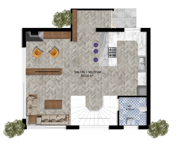 فلل 4 + 1 في منطقة سايد انطاليا 