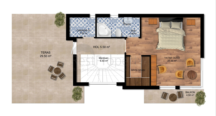 فلل 4 + 1 في منطقة سايد انطاليا 
