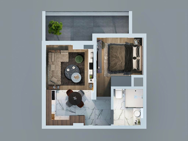 شقق 1+1 في التينتاس-منطقة أنطاليا 