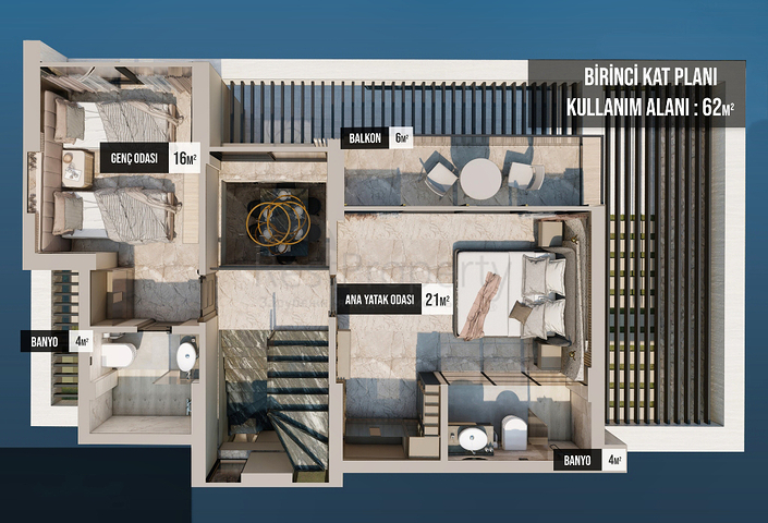 فيلا 3+1 في فتحية-منطقة أنطاليا 