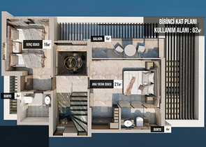 فيلا 3+1 في فتحية-منطقة أنطاليا 