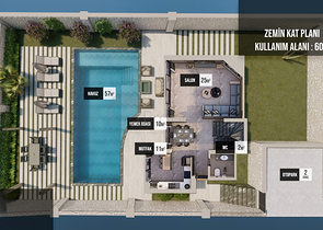 فيلا 3+1 في فتحية-منطقة أنطاليا 