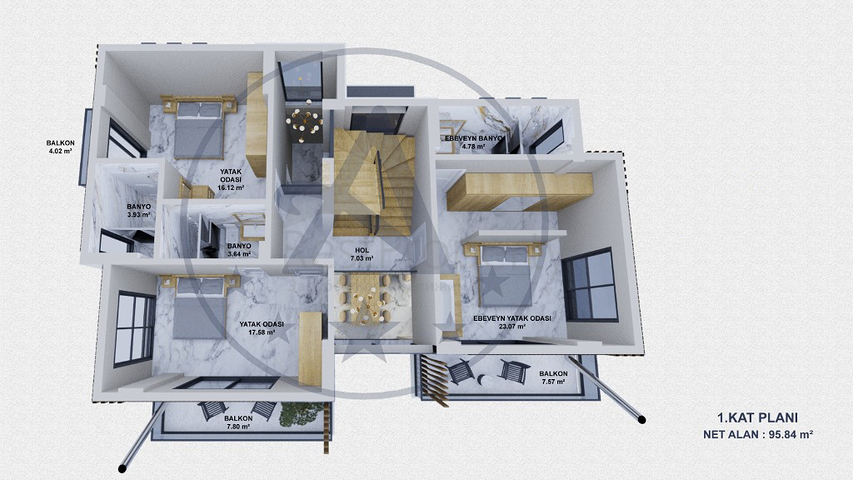 فيلا 6+1 في فتحية-منطقة أنطاليا 